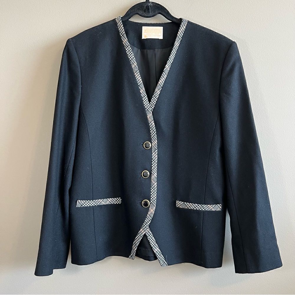 ✨ Pendleton Women’s Black 100% Wool Blazer 10